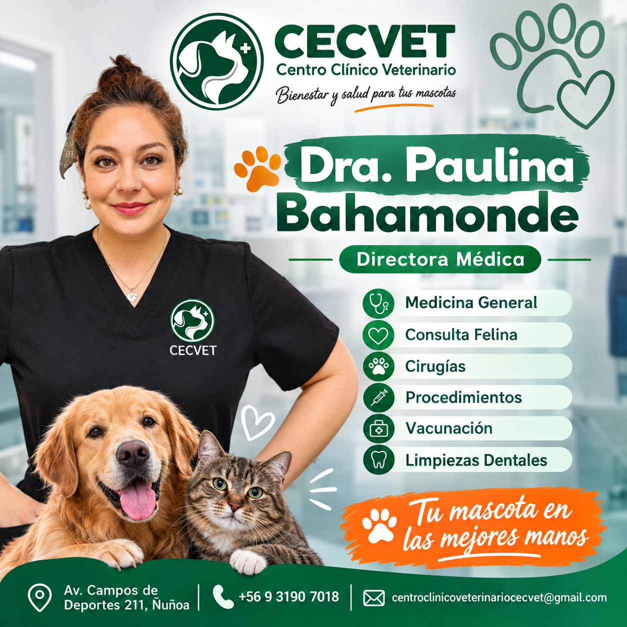 Dra. Paulina Bahamonde, directora médica de CECVET