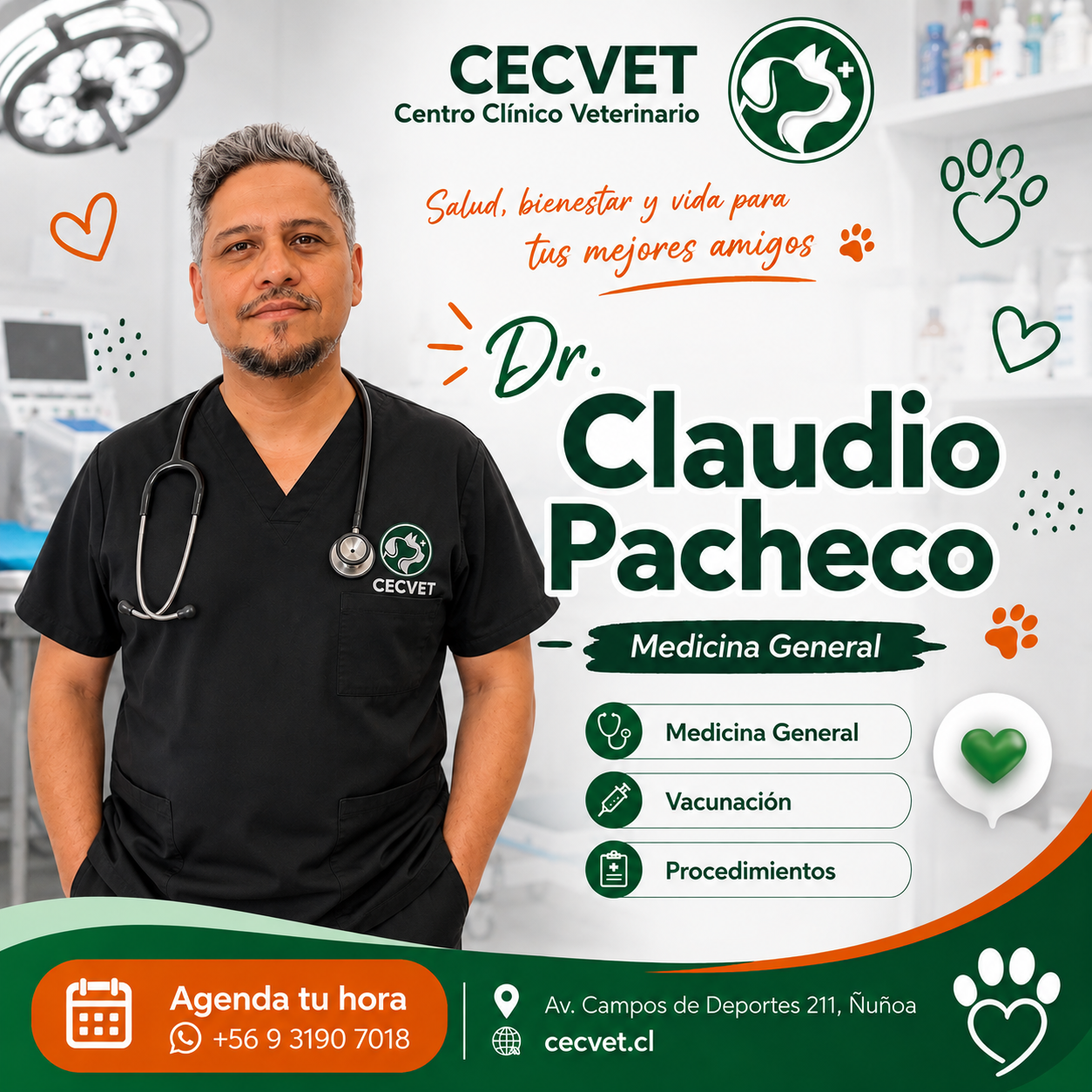 Dr. Claudio Pacheco, médico veterinario de CECVET